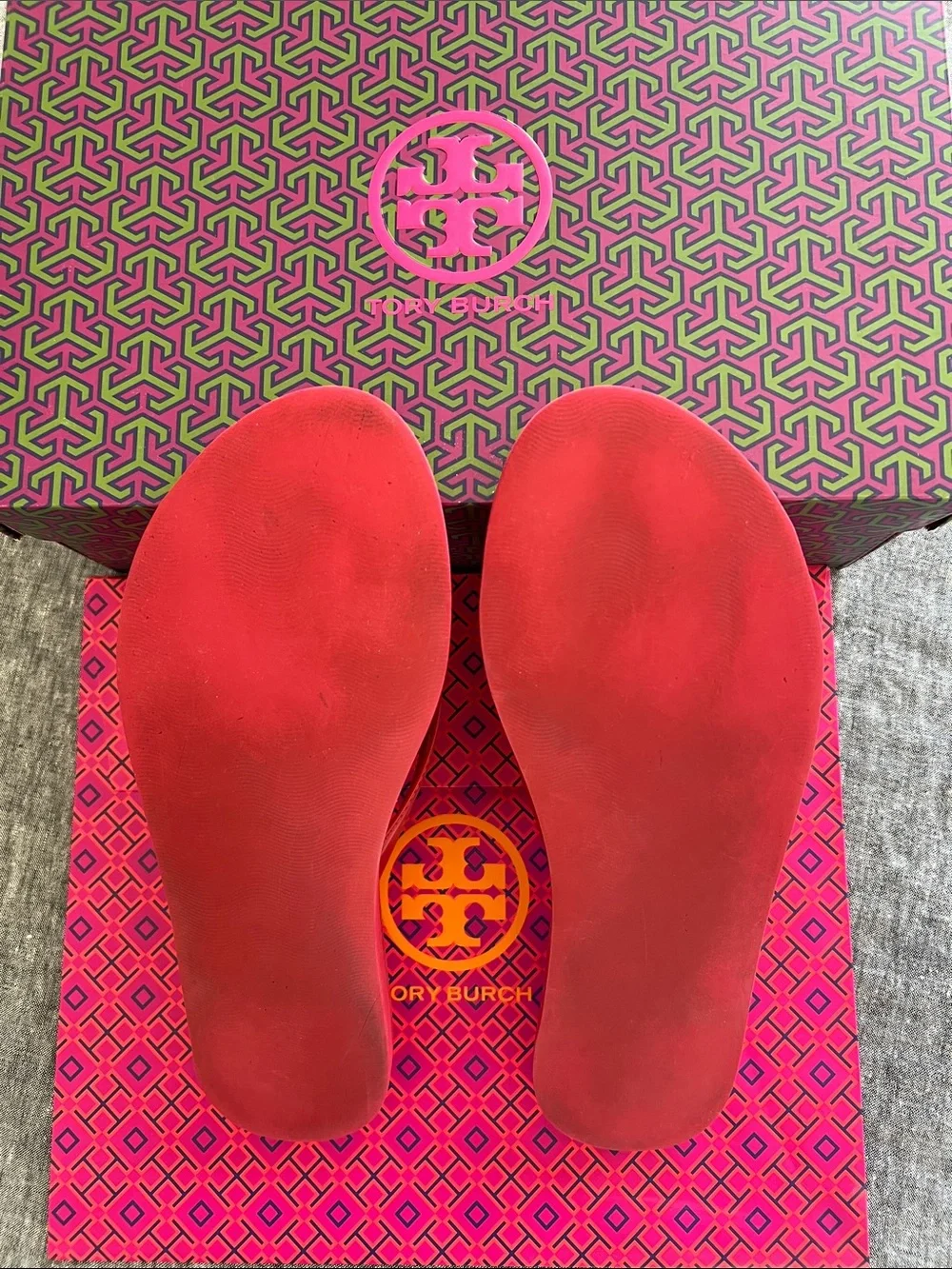 Tory Burch Kira Red Quilted Flip-Flop Sandals